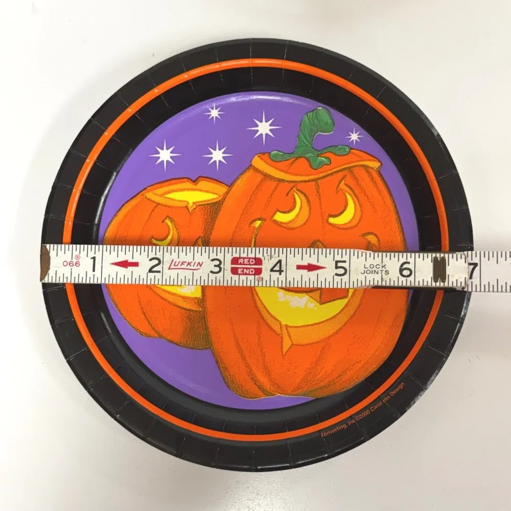 Vintage Halloween Thanksgiving Party Paper Plates 7in 4 Packs 1990s Made In USA